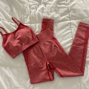 Gymshark Flex Red Marl Sports Bra + Leggings Set
